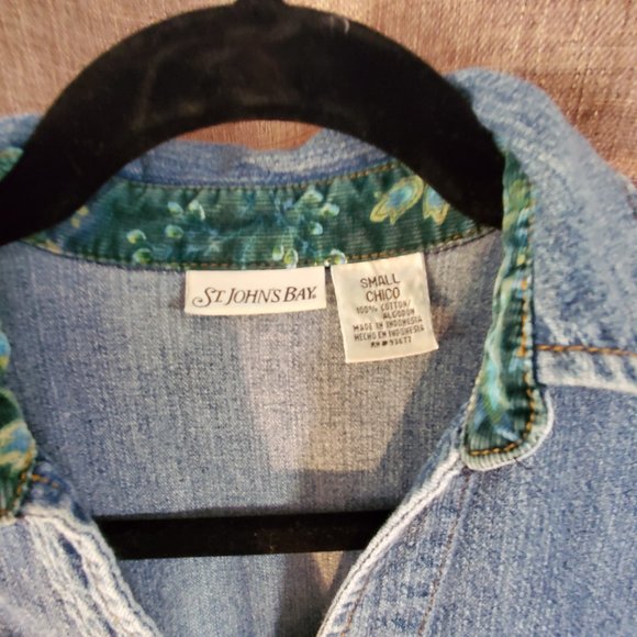St. Johns Bay Button Down Denim Shirt - Picture 2 of 5